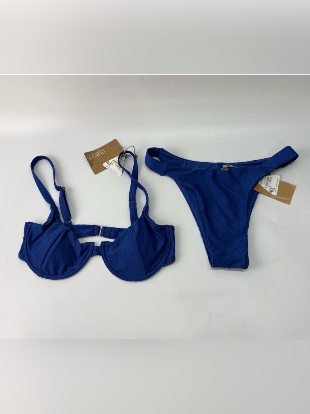 Berlook Underwire Bikini Set Women’s M Blue Recycled Nylon Adjustable Straps